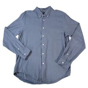 Abercrombie Fitch Men Blue‎ Dotted Button Down Shirt Long Sleeve Casual Size L